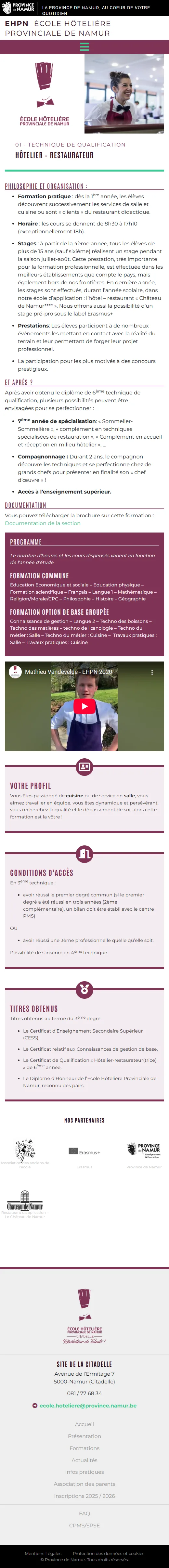 EHPN : Formation hôtelier-restaurateur