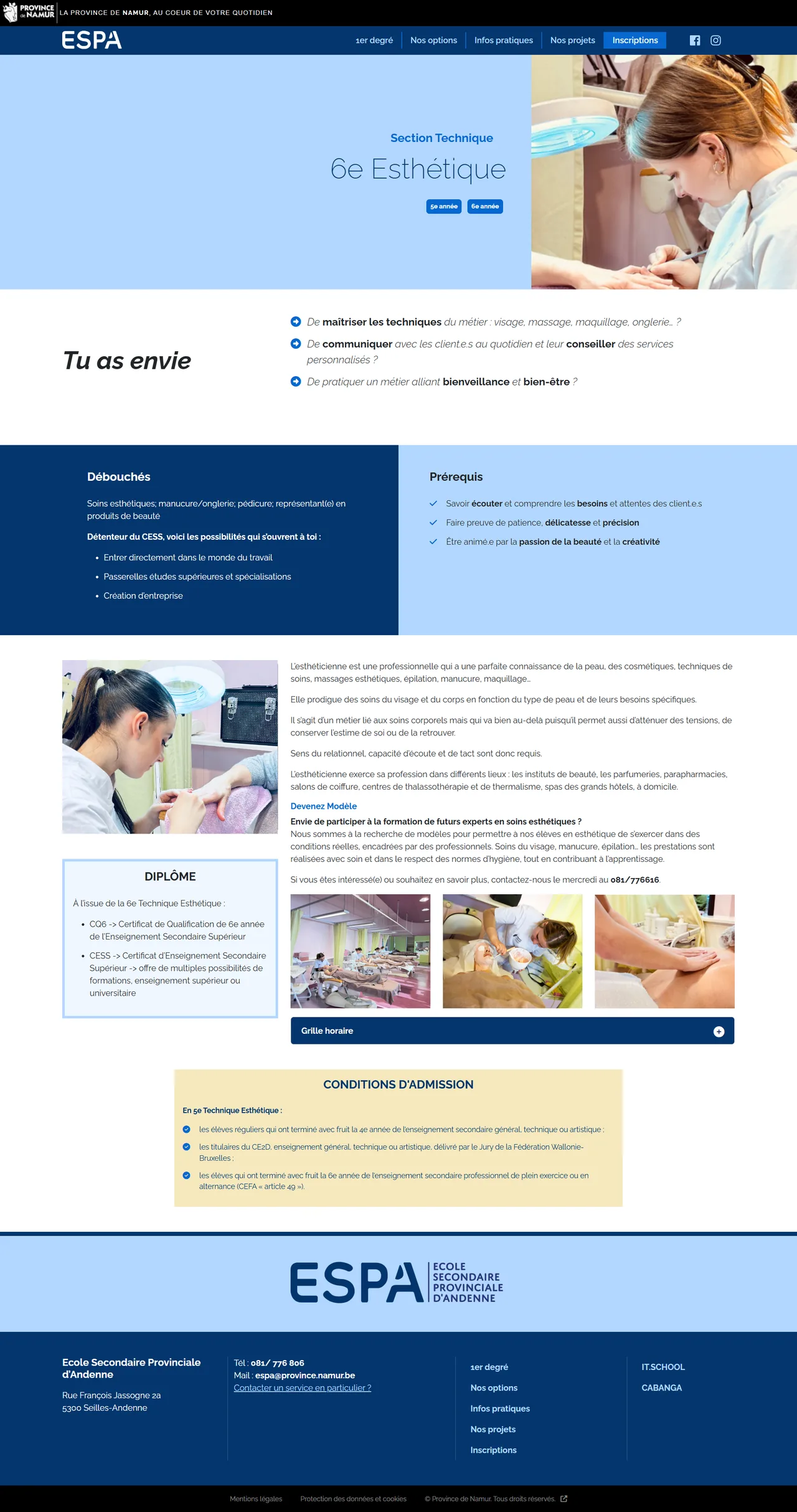 ESPA : Fiche d'une option