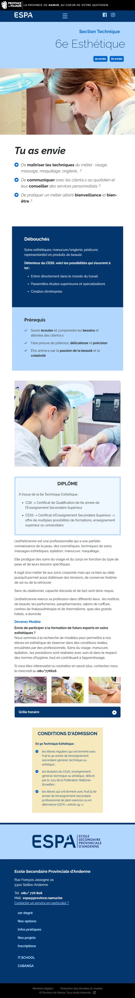 ESPA : Fiche d'une option