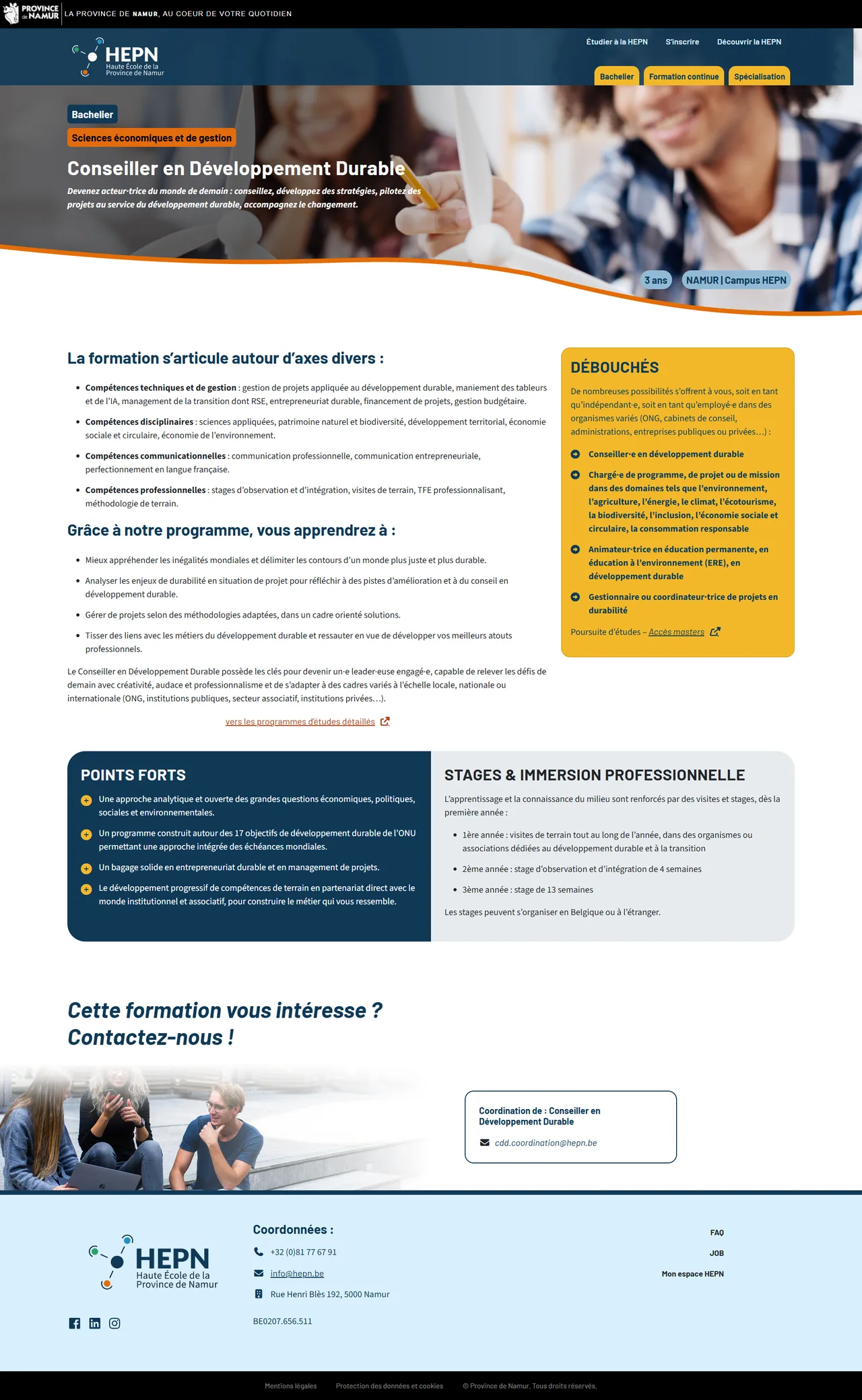 HEPN : Fiche d'une formation