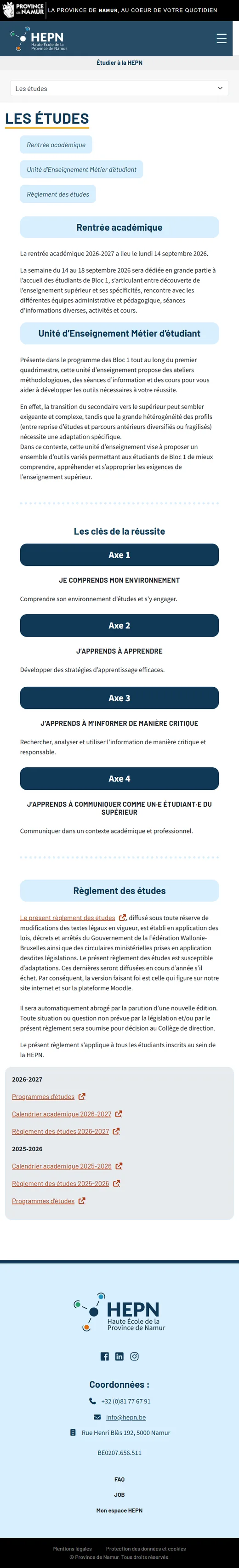 HEPN : Les études
