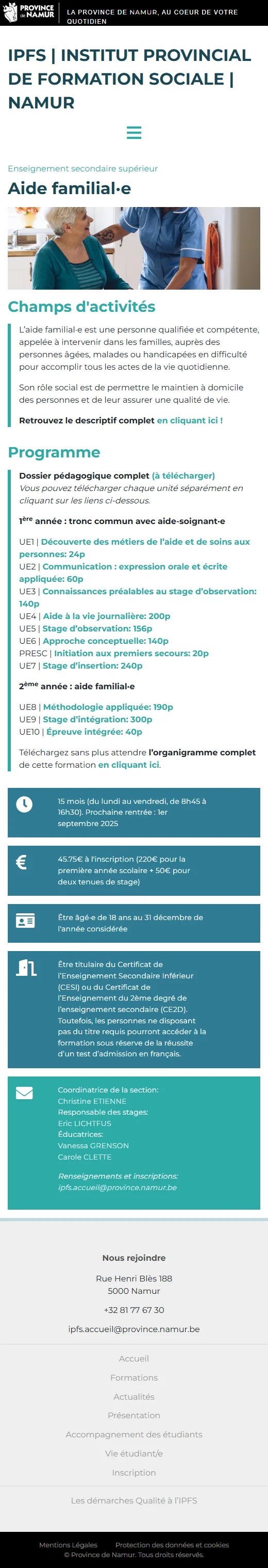IPFS : Formation aide familial·e