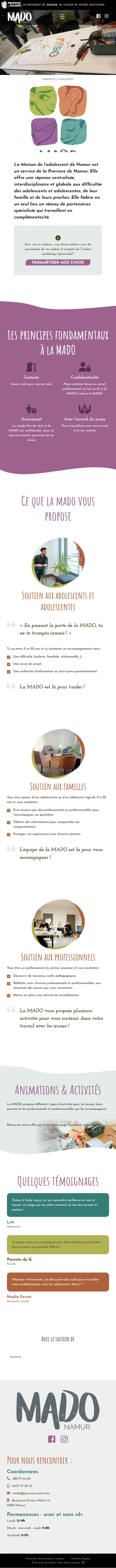 MADO, Maison de l'adolescent : Accueil