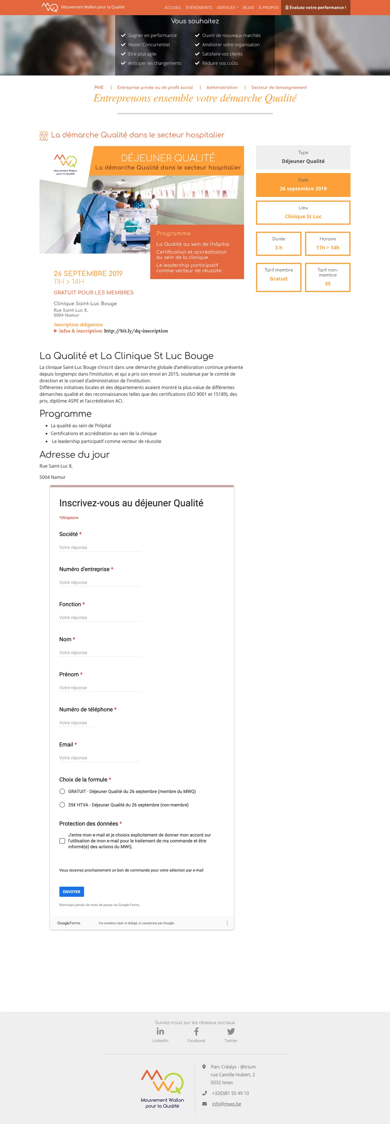 Mouvement Wallon pour la Qualité : Un événement