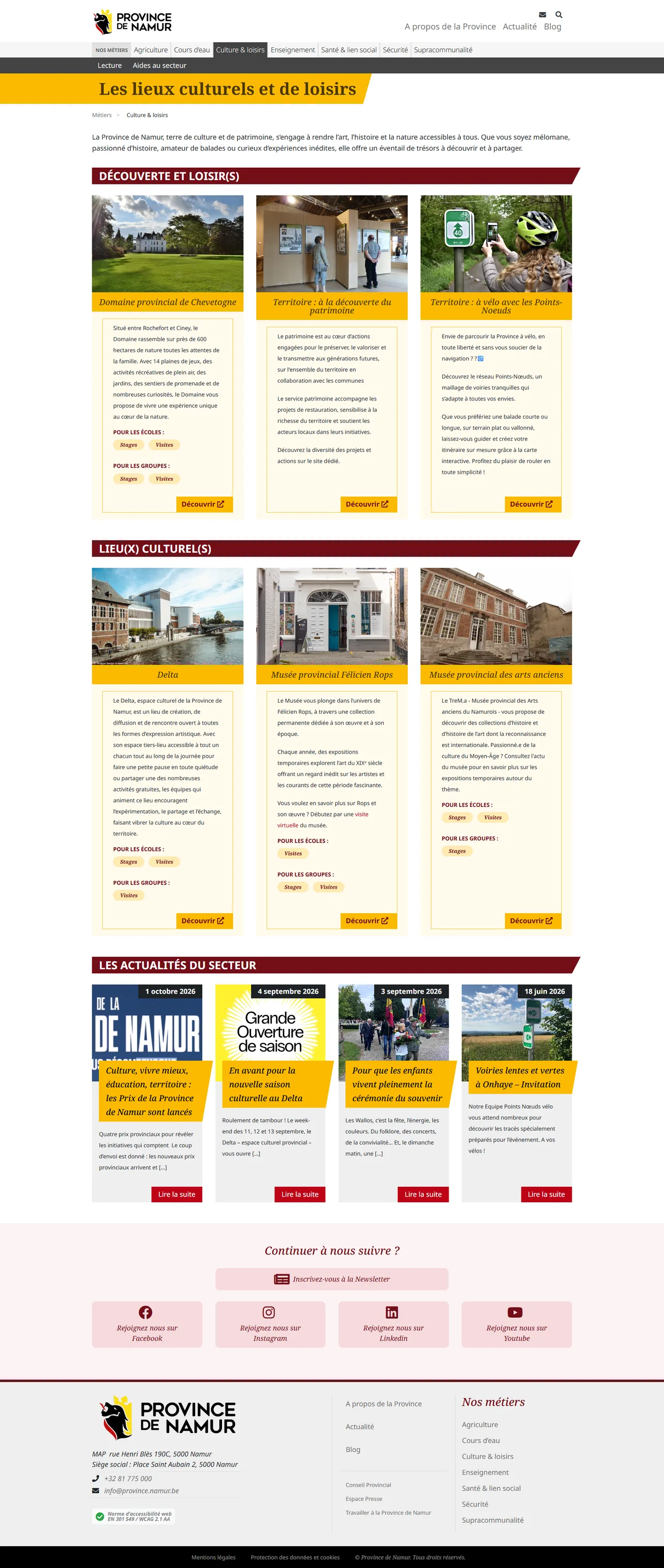 Province de Namur : Culture & loisirs