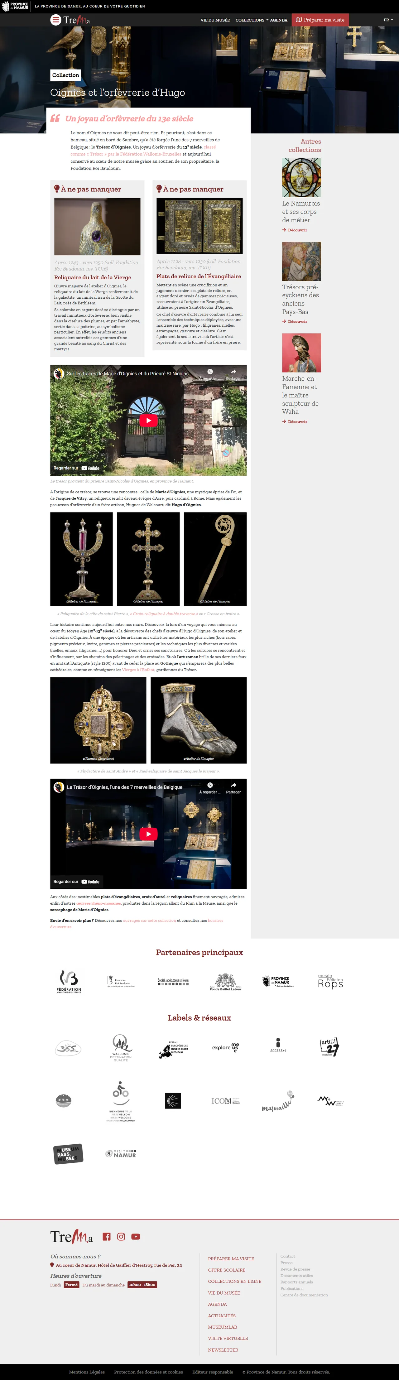 TreMa, Musée des Arts anciens du Namurois : Collection Oignies et orfèvrerie